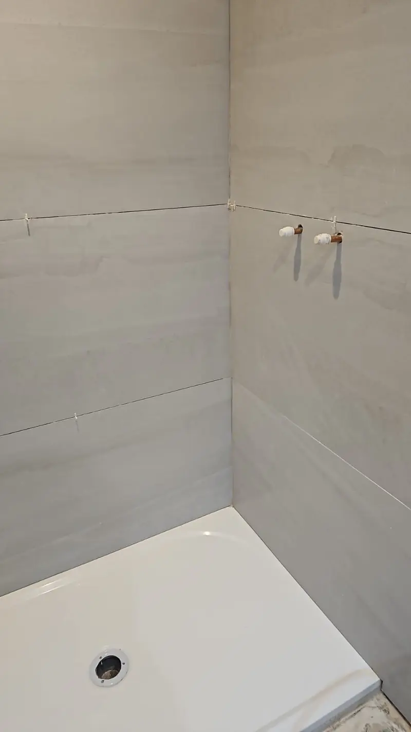 New shower tray fitted ready for the enclosure